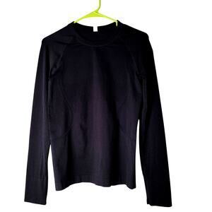 Stelle Black Long Sleeve Top M Compression Style Darts Stretchy Nylon Blend